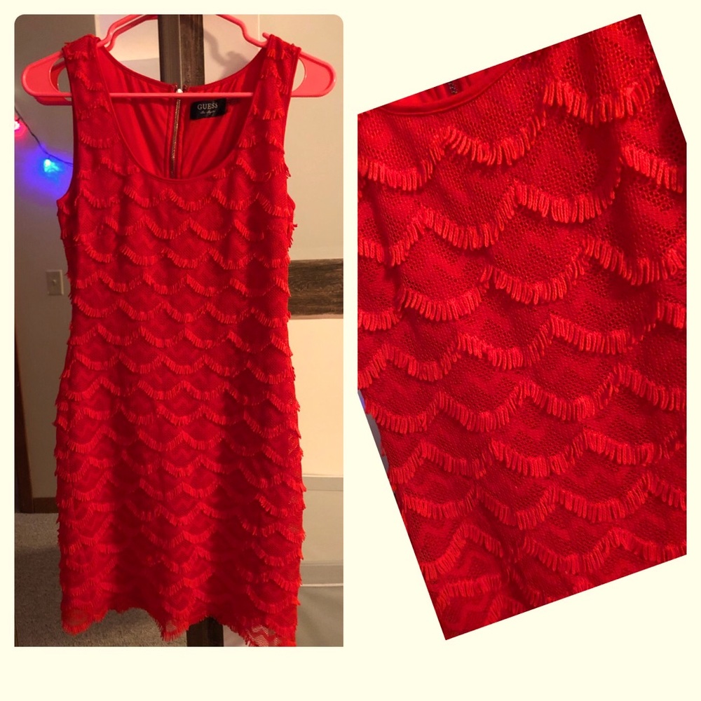 🚒 GUESS Red Frilled Dress 🚒